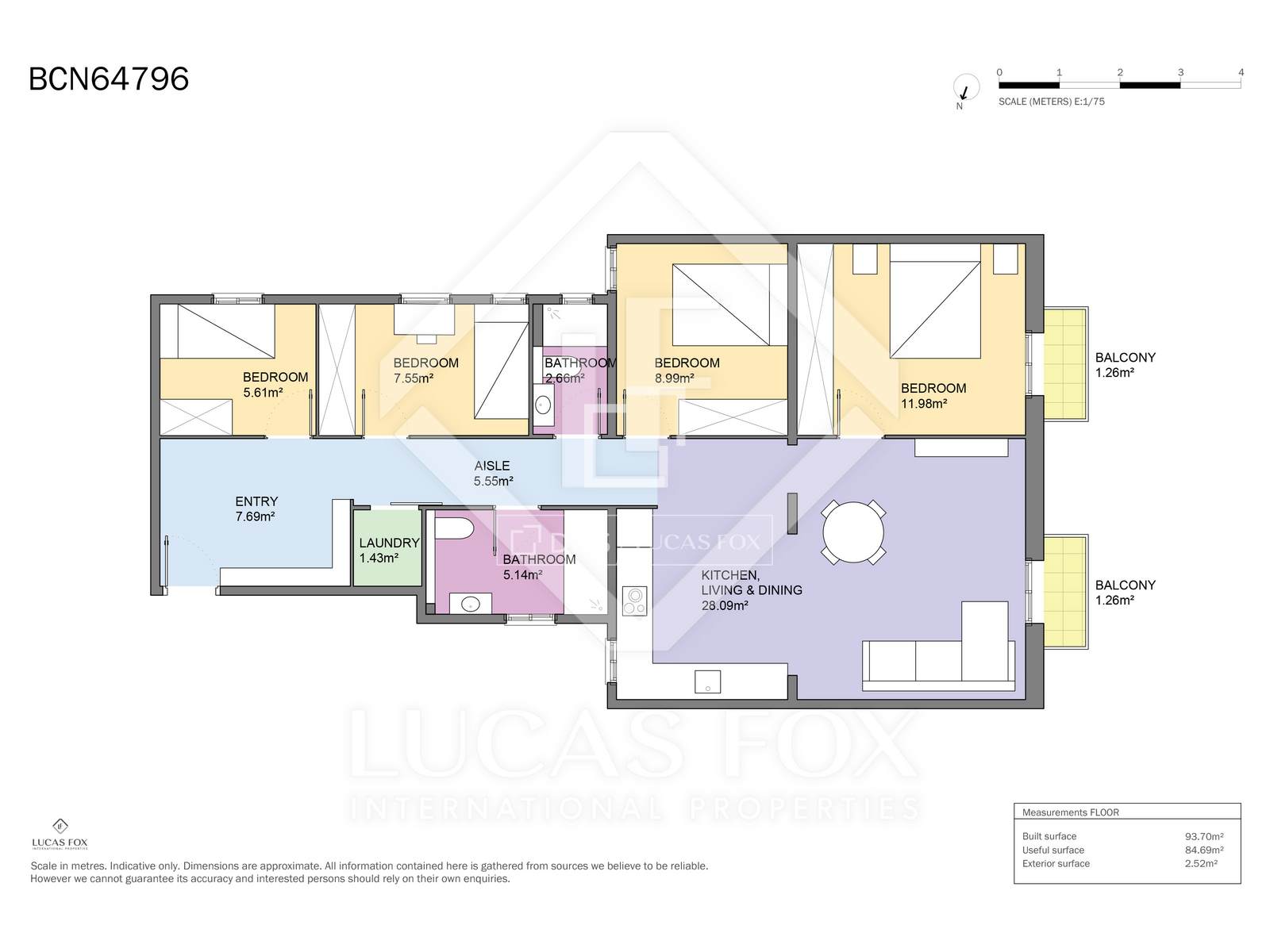 Appartamento a Barcelona, Spagna 4 camere da letto, 102 mq. N° 150589