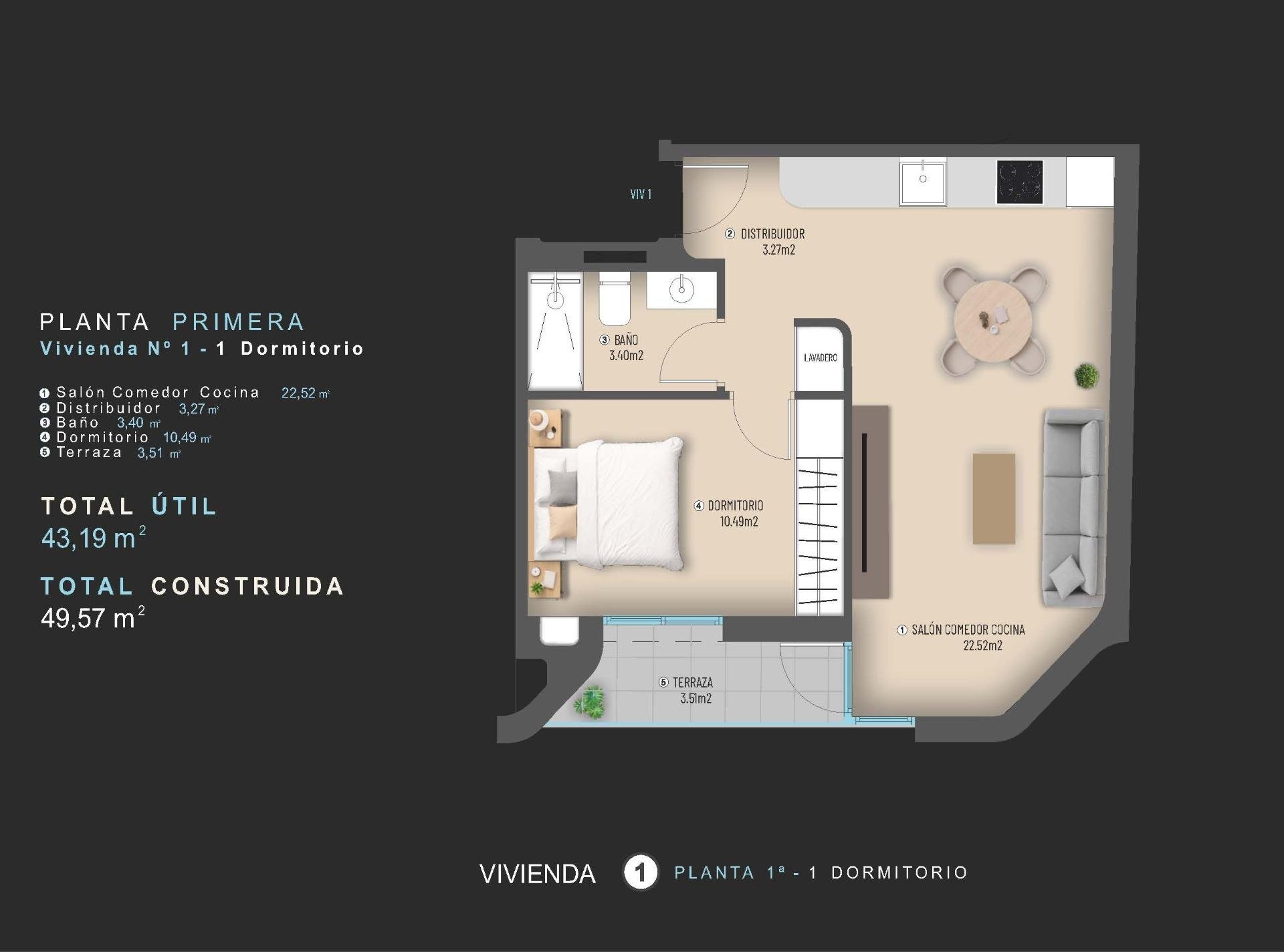 Apartament w Torrevieja, Alicante, Hiszpania 1 sypialnia, 49 mkw. nr 180759