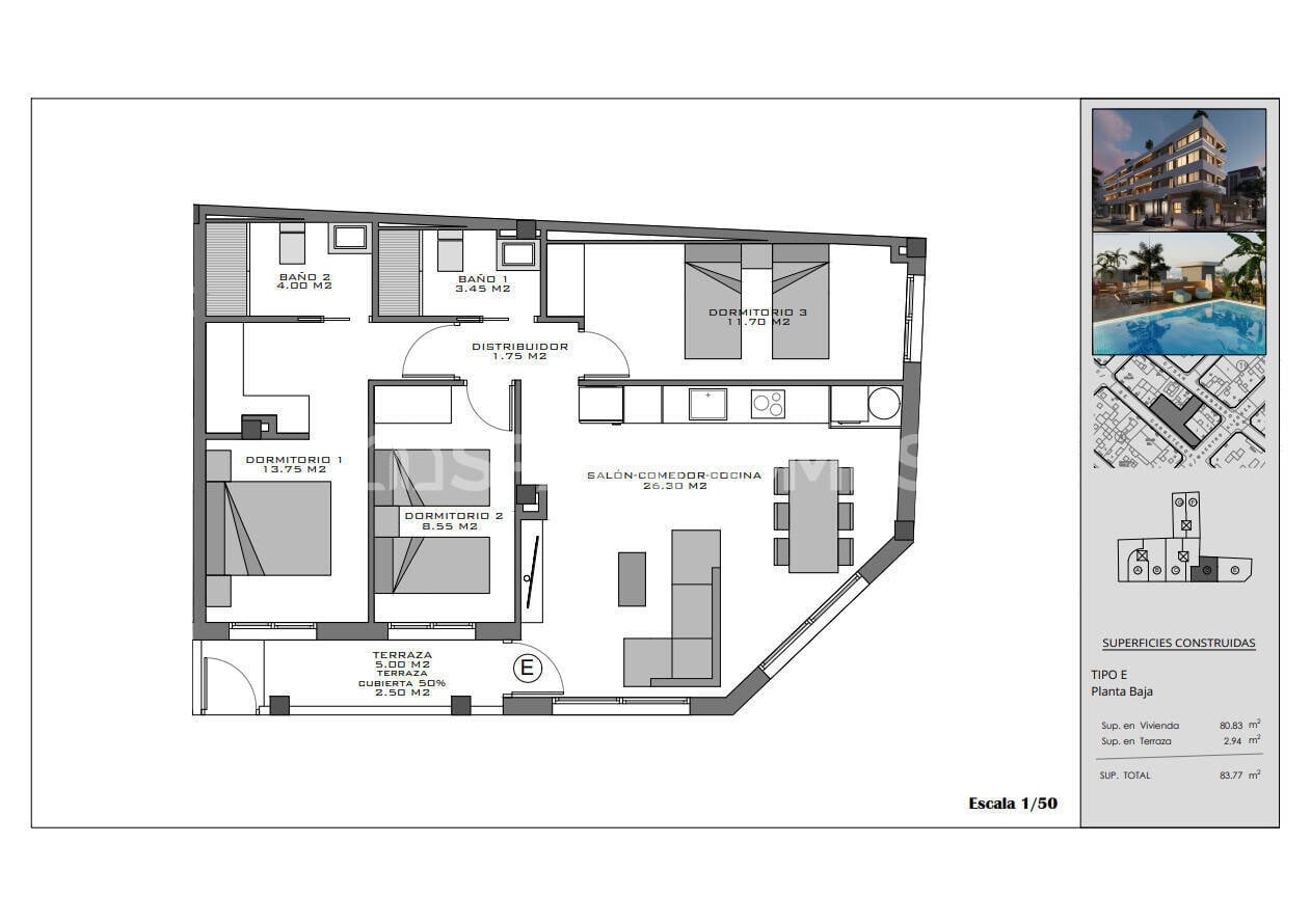 Attico a Santa Pola, Alicante, Spagna 2 camere da letto, 65 mq. N° 142690