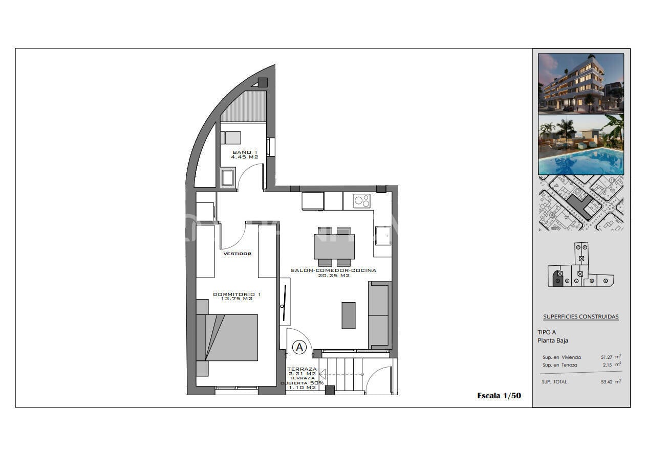Attico a Santa Pola, Alicante, Spagna 2 camere da letto, 65 mq. N° 142690