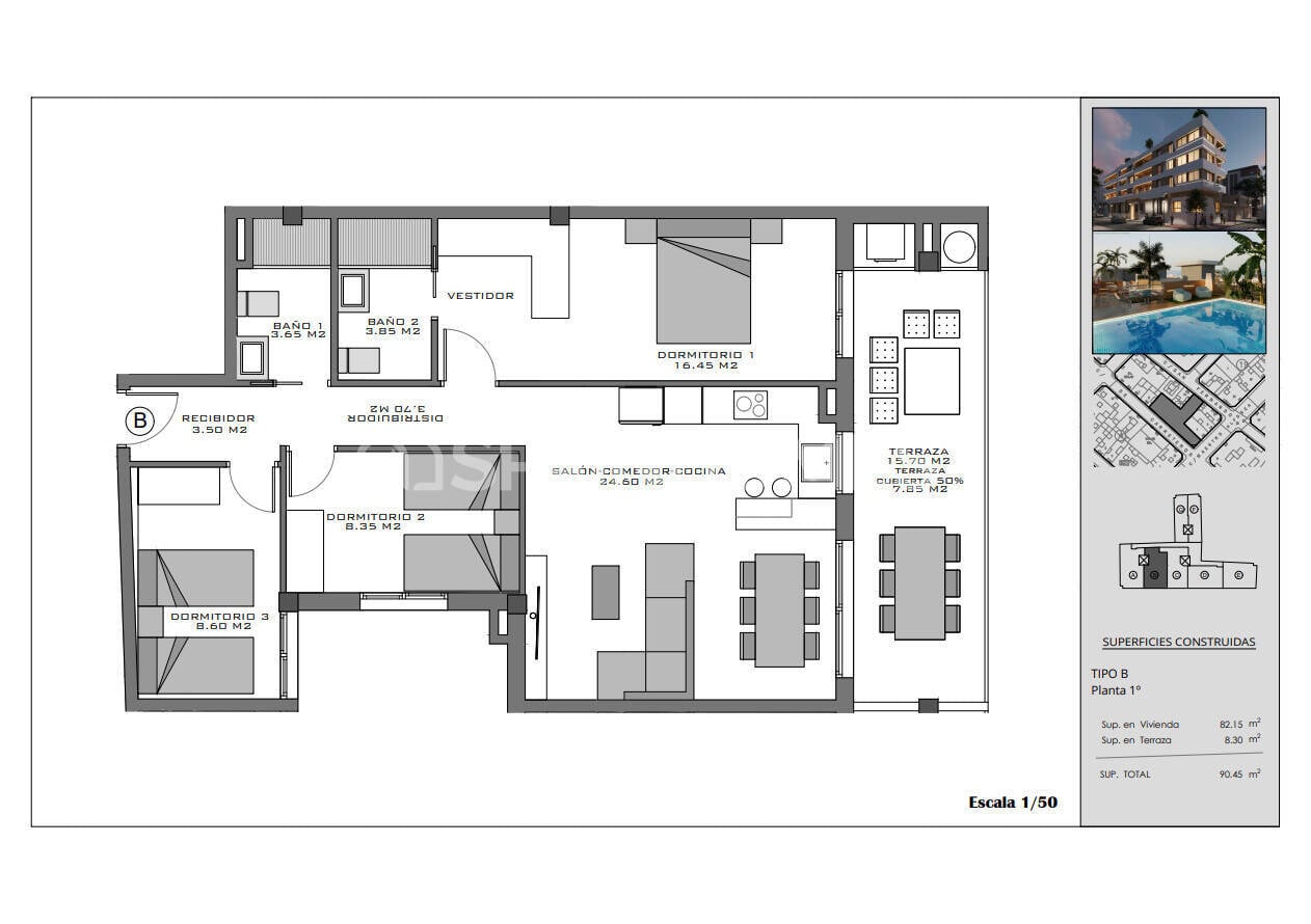Attico a Santa Pola, Alicante, Spagna 2 camere da letto, 65 mq. N° 142690