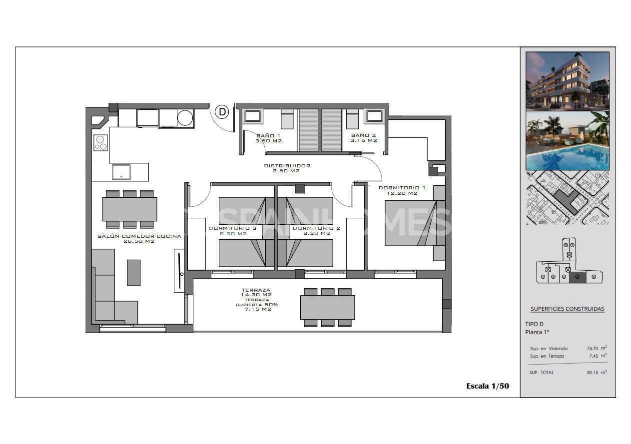 Attico a Santa Pola, Alicante, Spagna 2 camere da letto, 65 mq. N° 142690