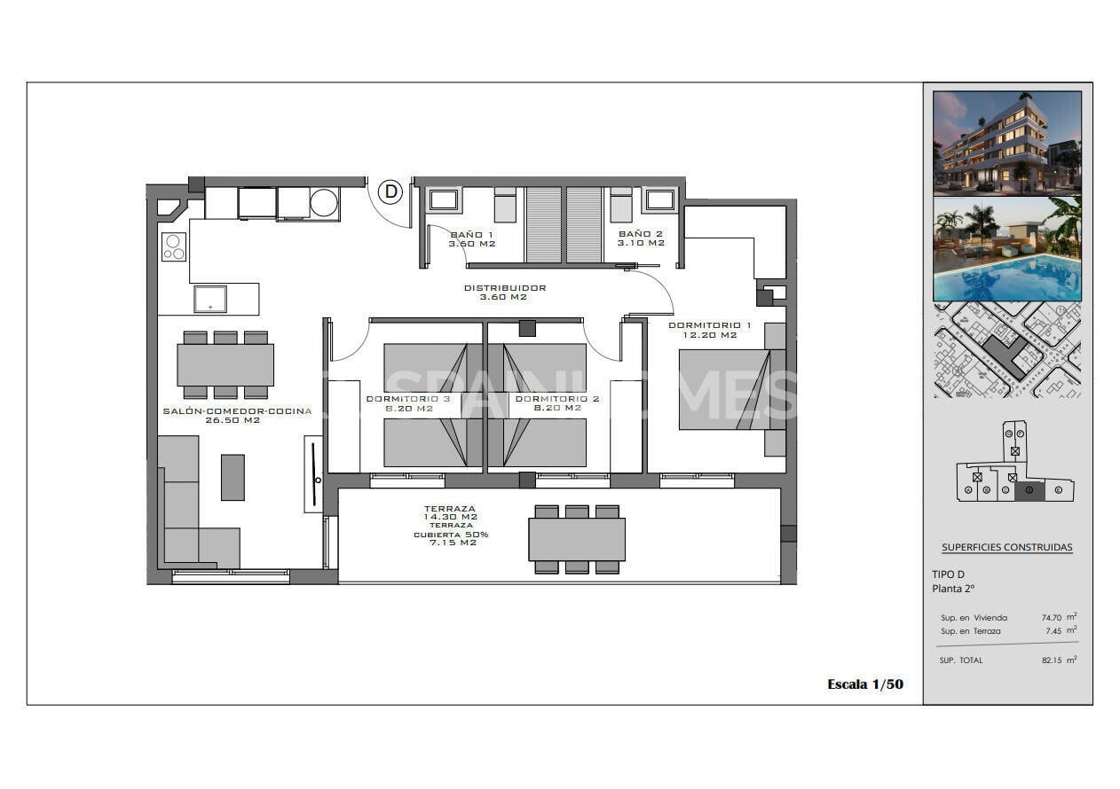 Attico a Santa Pola, Alicante, Spagna 2 camere da letto, 65 mq. N° 142690