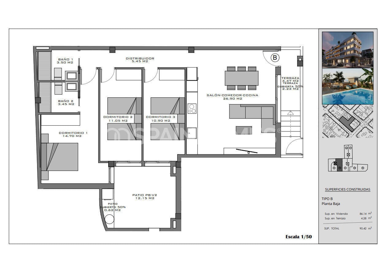 Attico a Santa Pola, Alicante, Spagna 2 camere da letto, 65 mq. N° 142690