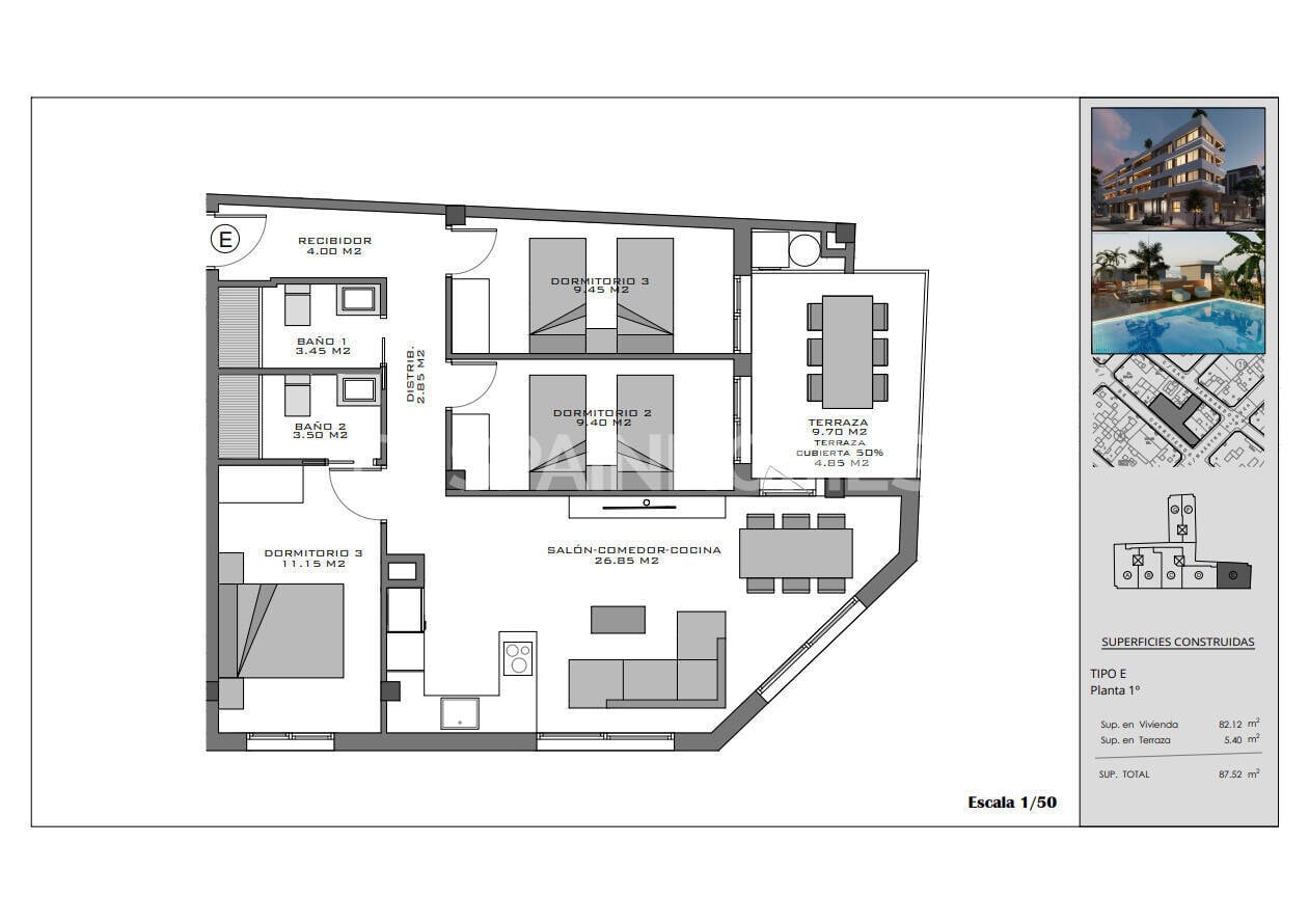 Attico a Santa Pola, Alicante, Spagna 2 camere da letto, 65 mq. N° 142690
