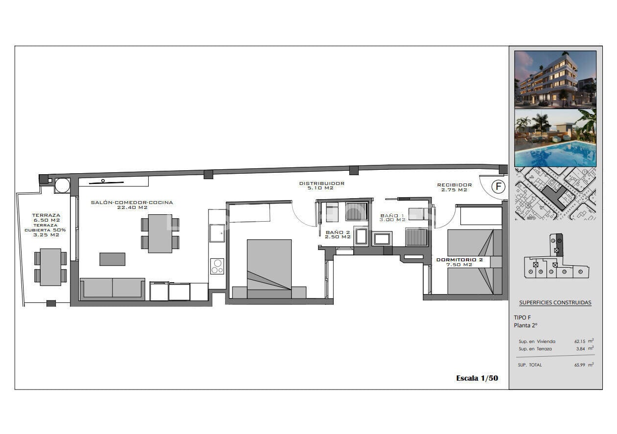 Attico a Santa Pola, Alicante, Spagna 2 camere da letto, 65 mq. N° 142690