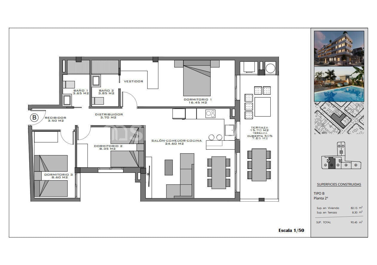 Attico a Santa Pola, Alicante, Spagna 2 camere da letto, 65 mq. N° 142690