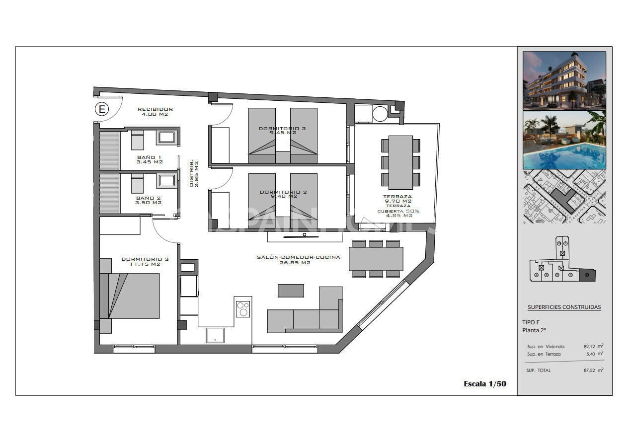Penthouse w Santa Pola, Alicante, Hiszpania 3 sypialnie, 87 mkw. nr 142691