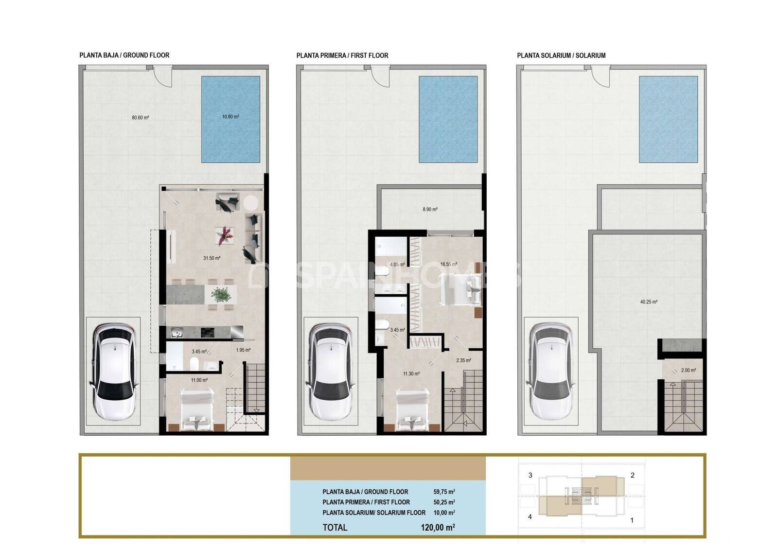 Villa en San Javier, Murcia, España 3 dormitorios, 120 m2 No. 167755