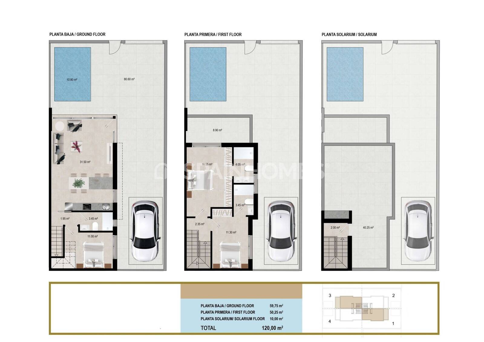 Villa en San Javier, Murcia, España 3 dormitorios, 120 m2 No. 167755