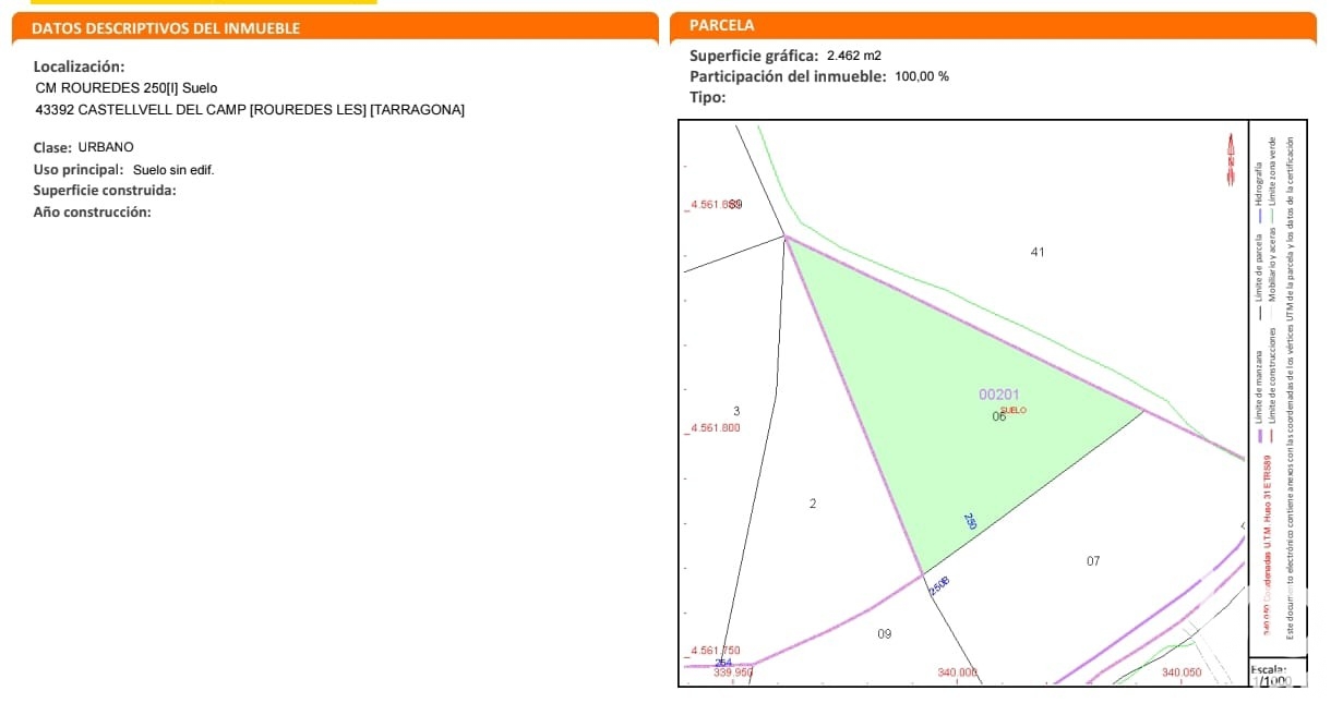 Land plot in Castellvell del Camp, Tarragona, Spain 2462 sq.m. No. 185688