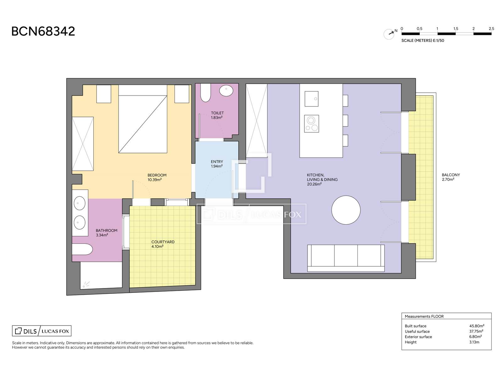 Dzīvoklis Barcelona, Spānijā 1 istaba, 45 m2 Nr. 164878