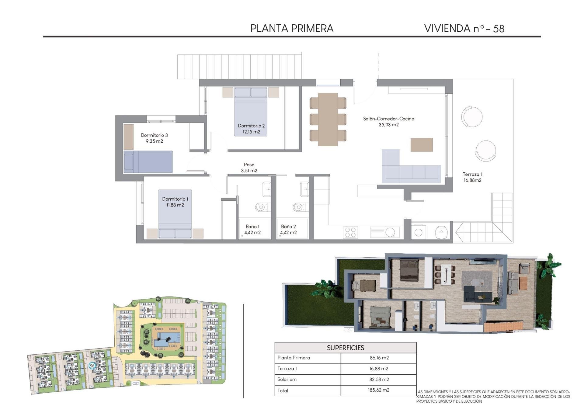 Bungalow in Finestrat, Alicante, Spanien 3 Schlafzimmer, 86 m2 Nr. 111399