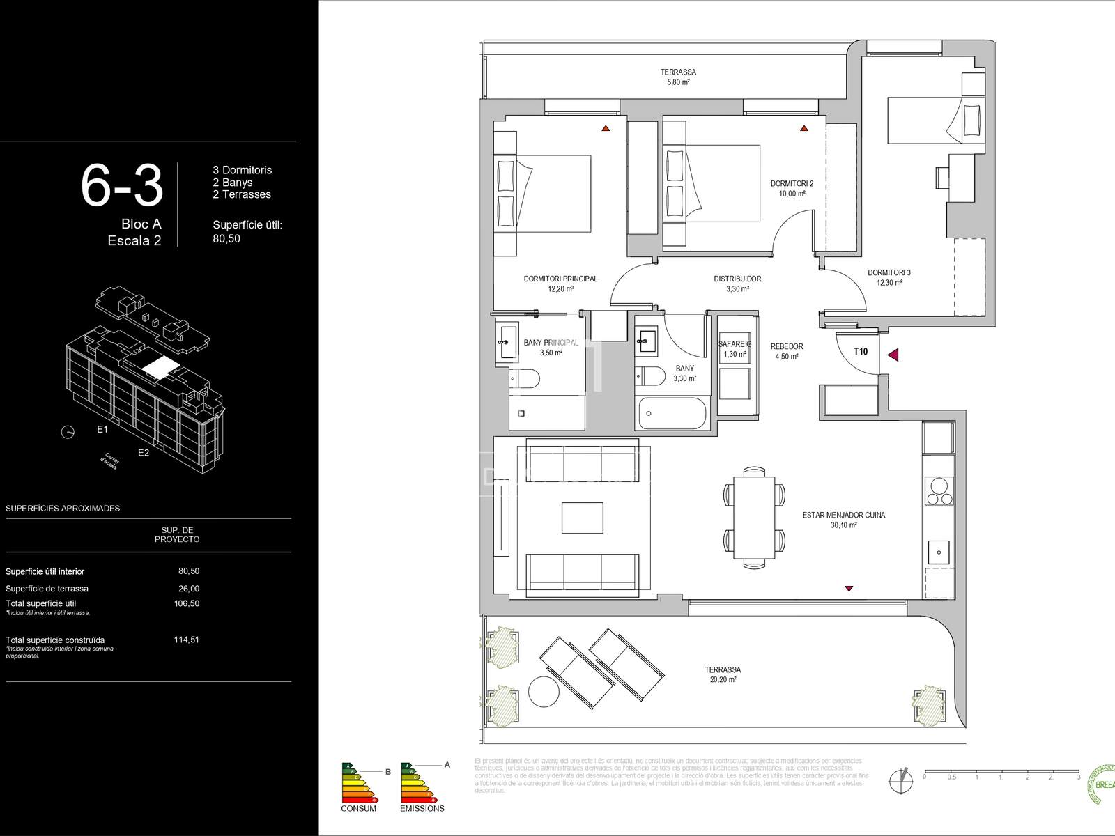 Kattohuoneisto Barcelona, Espanja 3 makuuhuonetta, 97 m2 No. 195613
