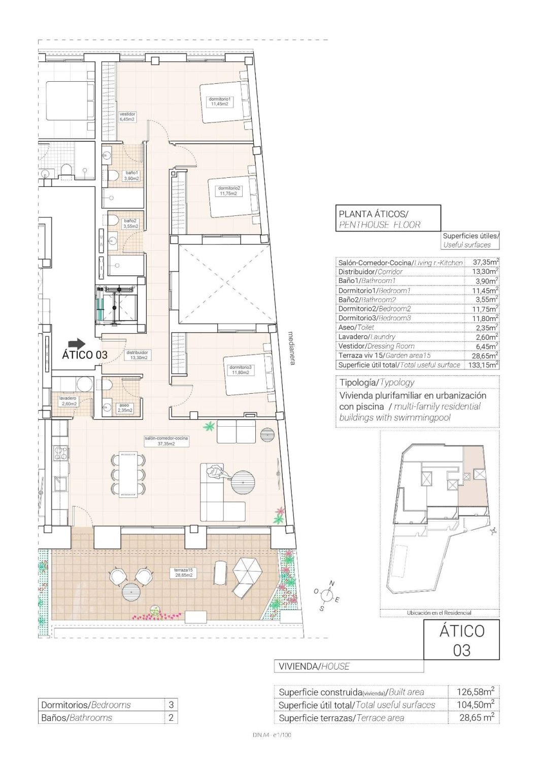 Dzīvoklis Hondon De Las Nieves, Alicante, Spānijā 3 istabas, 126 m2 Nr. 135371