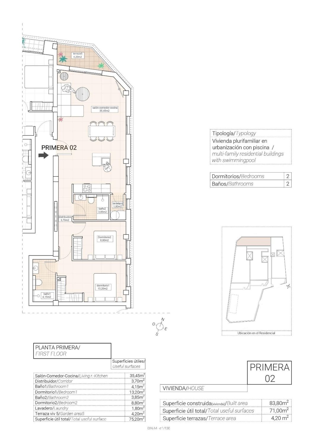 Apartamento en Hondon De Las Nieves, Alicante, España 2 dormitorios, 83 m2 No. 135374