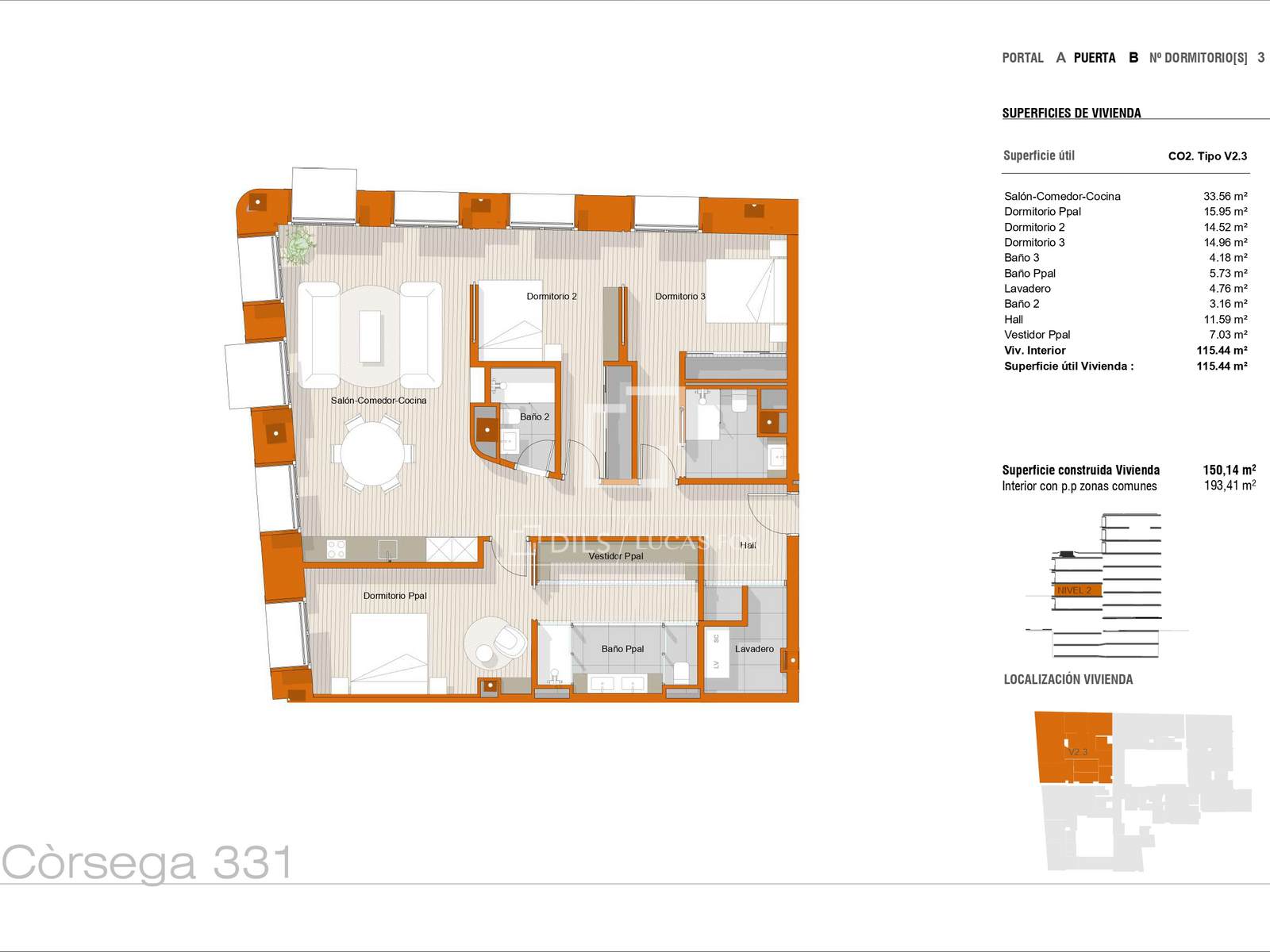 Apartment à Barcelona, Espagne 3 chambres, 150 m2 No. 150764