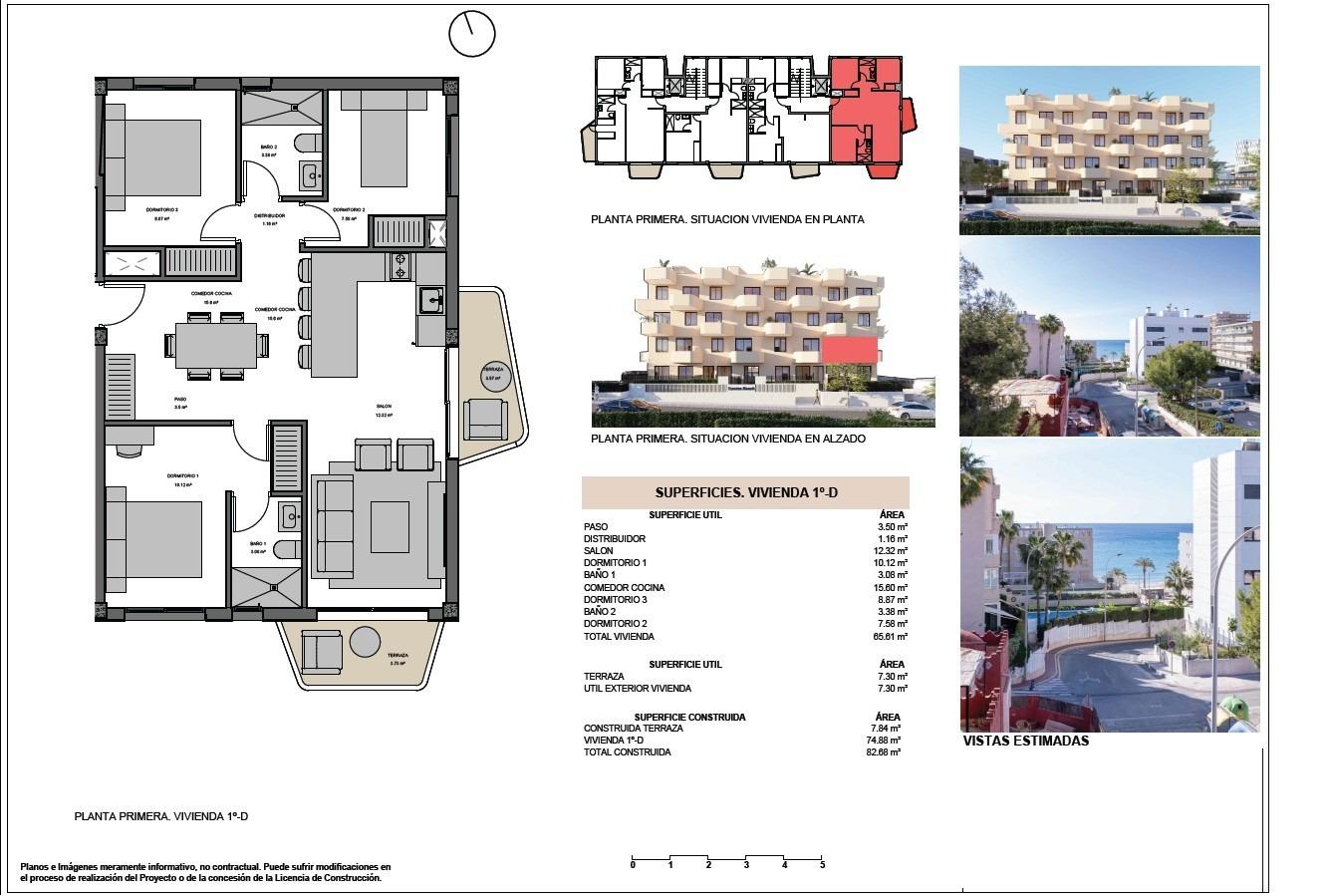 Lägenhet i El Campello, Alicante, Spanien 3 sovrum, 74 kvm. Nr. 148797