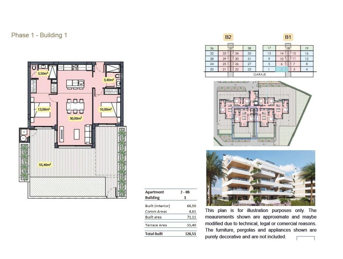 Lägenhet i Torre-Pacheco, Murcia, Spanien 2 sovrum, 71 kvm. Nr. 180361
