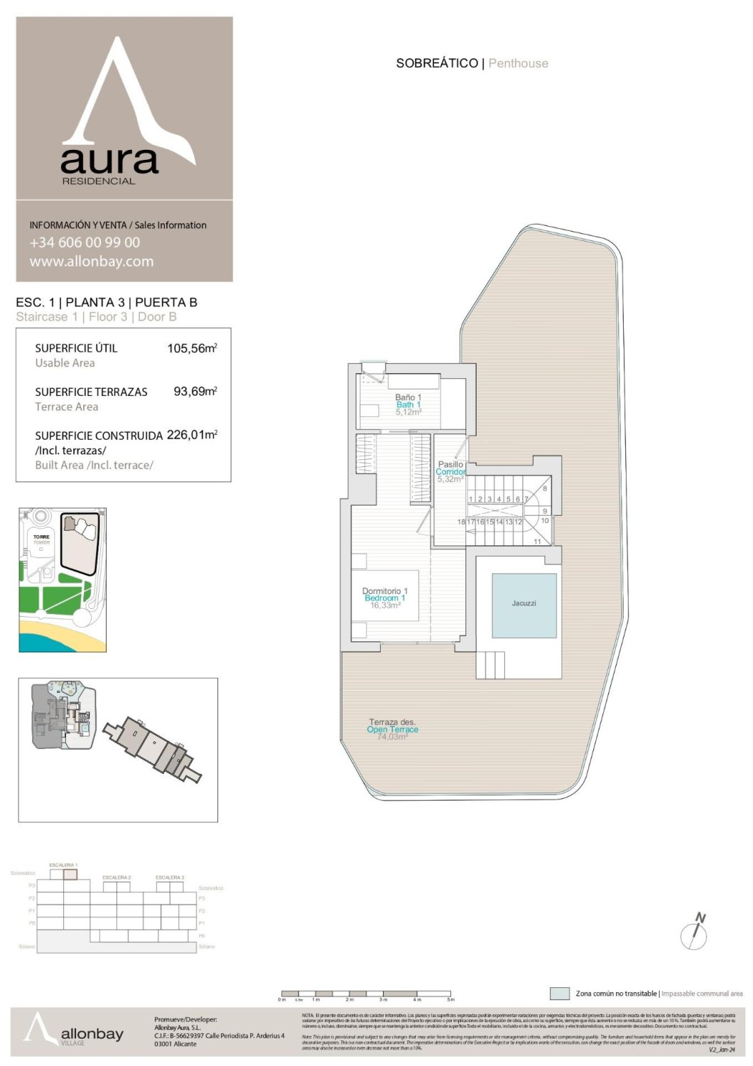 Attico a Villajoyosa, Alicante, Spagna 3 camere da letto, 226 mq. N° 168014