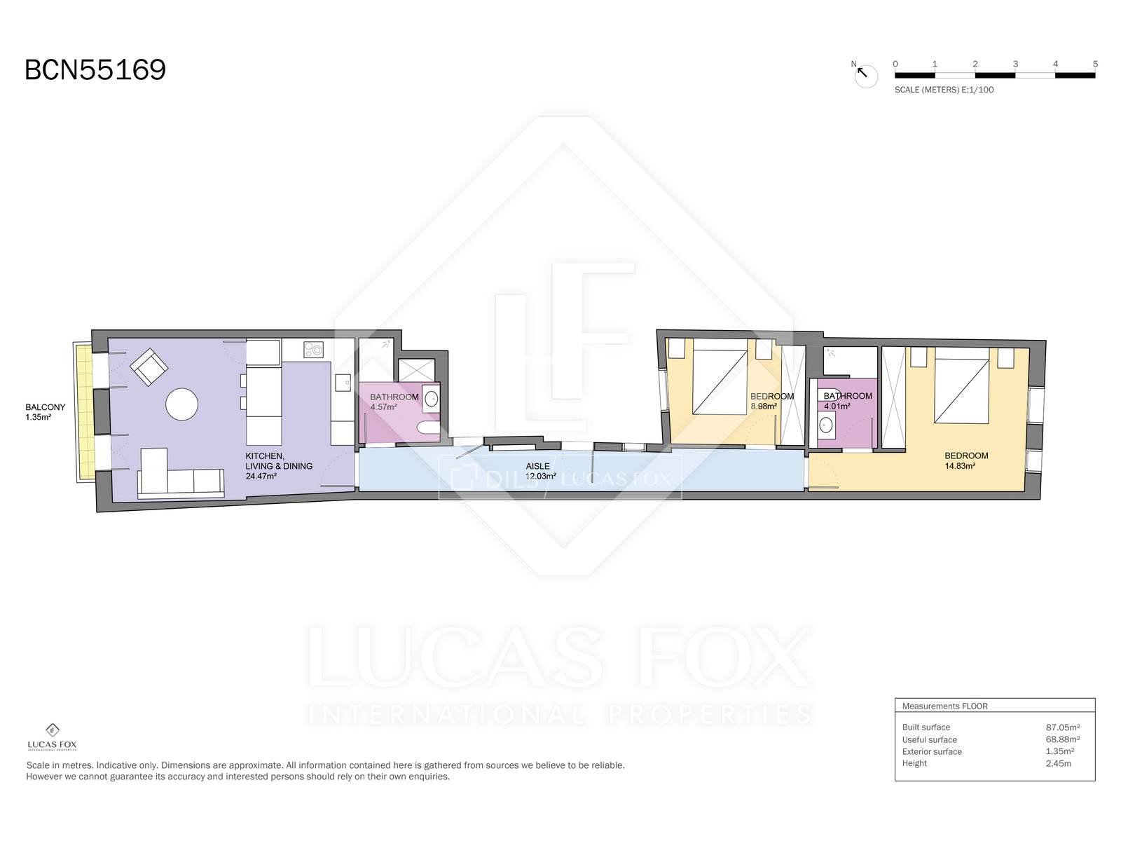 Apartamento en Barcelona, España 2 dormitorios, 87 m2 No. 150395