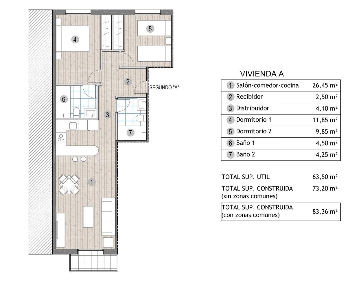 Lägenhet i Puerto de Mazarron, Murcia, Spanien 2 sovrum, 73 kvm. Nr. 180885