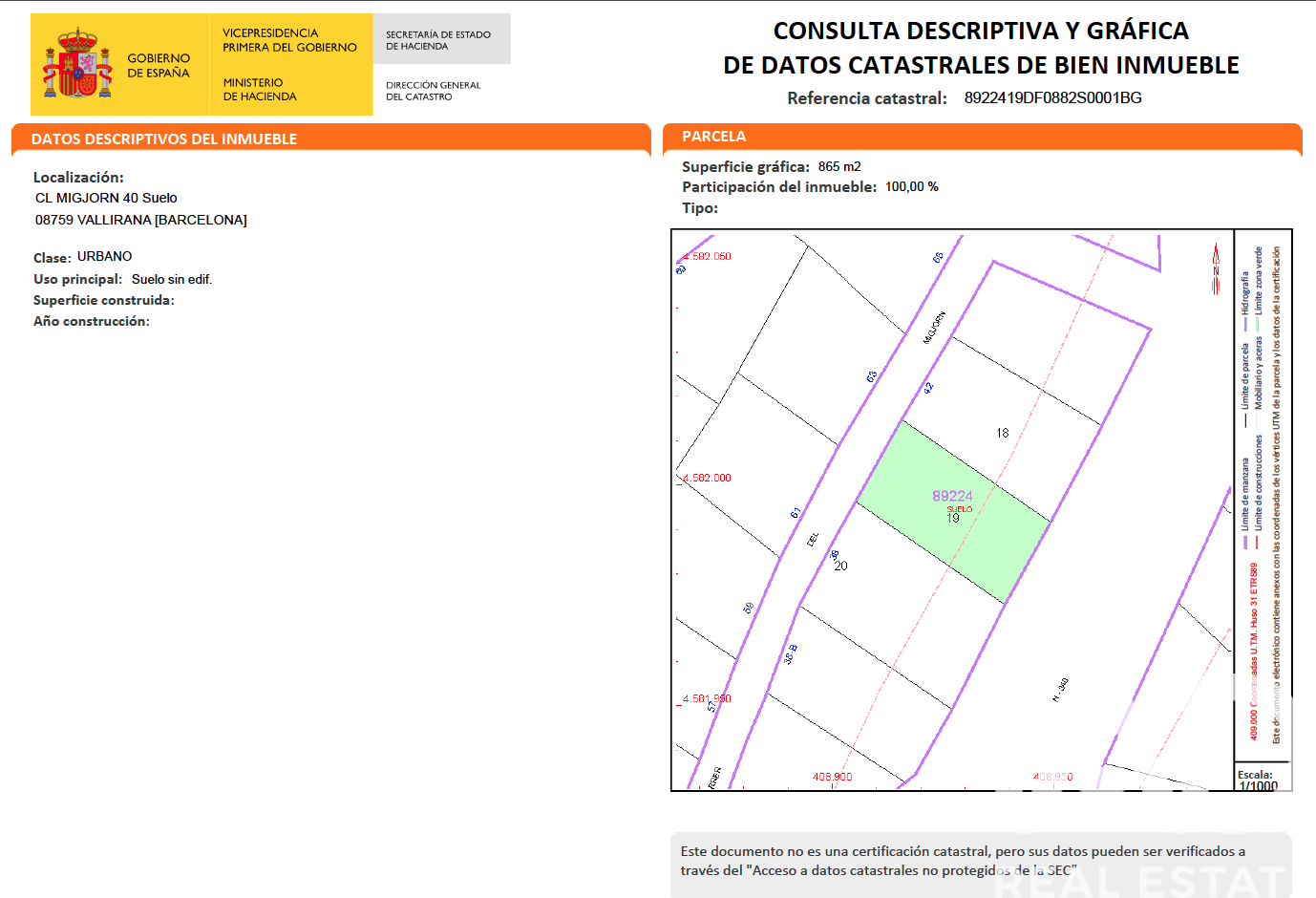 Land plot in Vallirana, Barcelona, Spain 865 sq.m. No. 185323