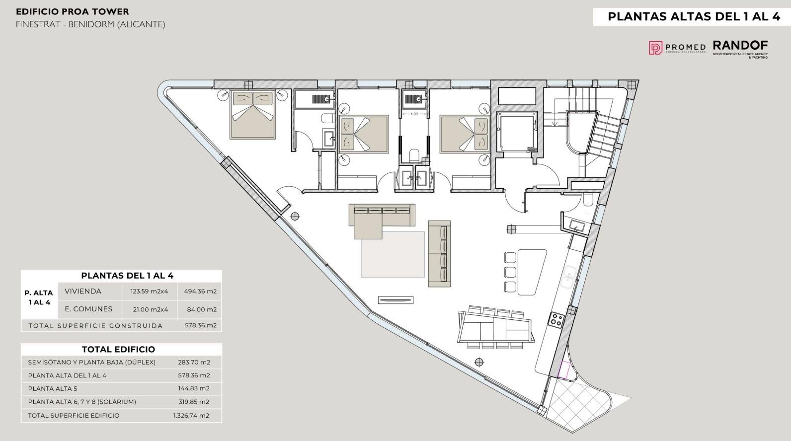 Attico a Finestrat, Alicante, Spagna 3 camere da letto, 283.7 mq. N° 165582