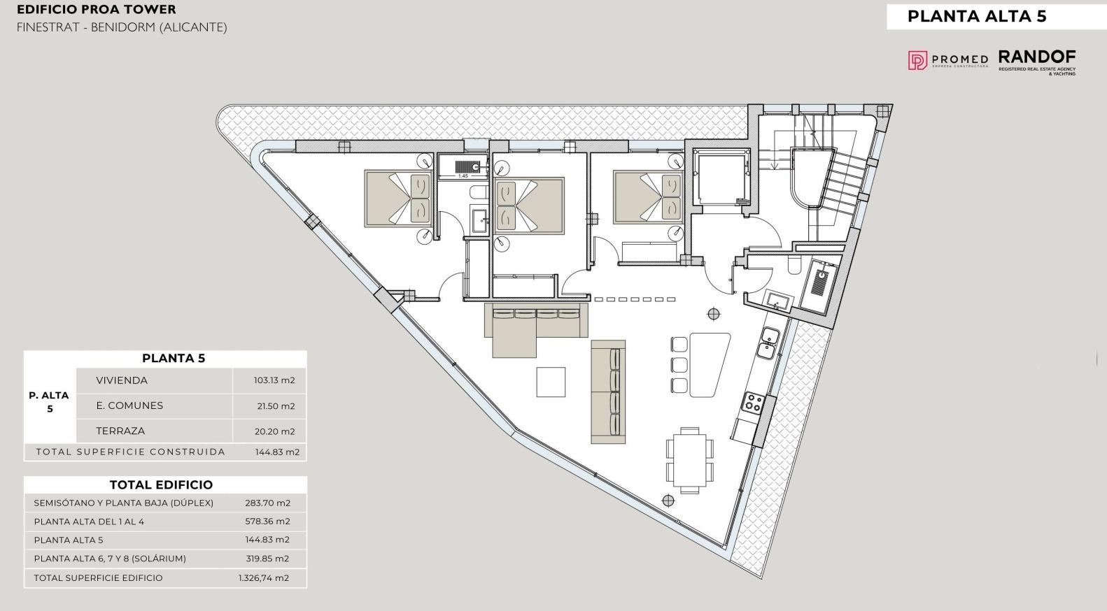 Attico a Finestrat, Alicante, Spagna 3 camere da letto, 283.7 mq. N° 165582