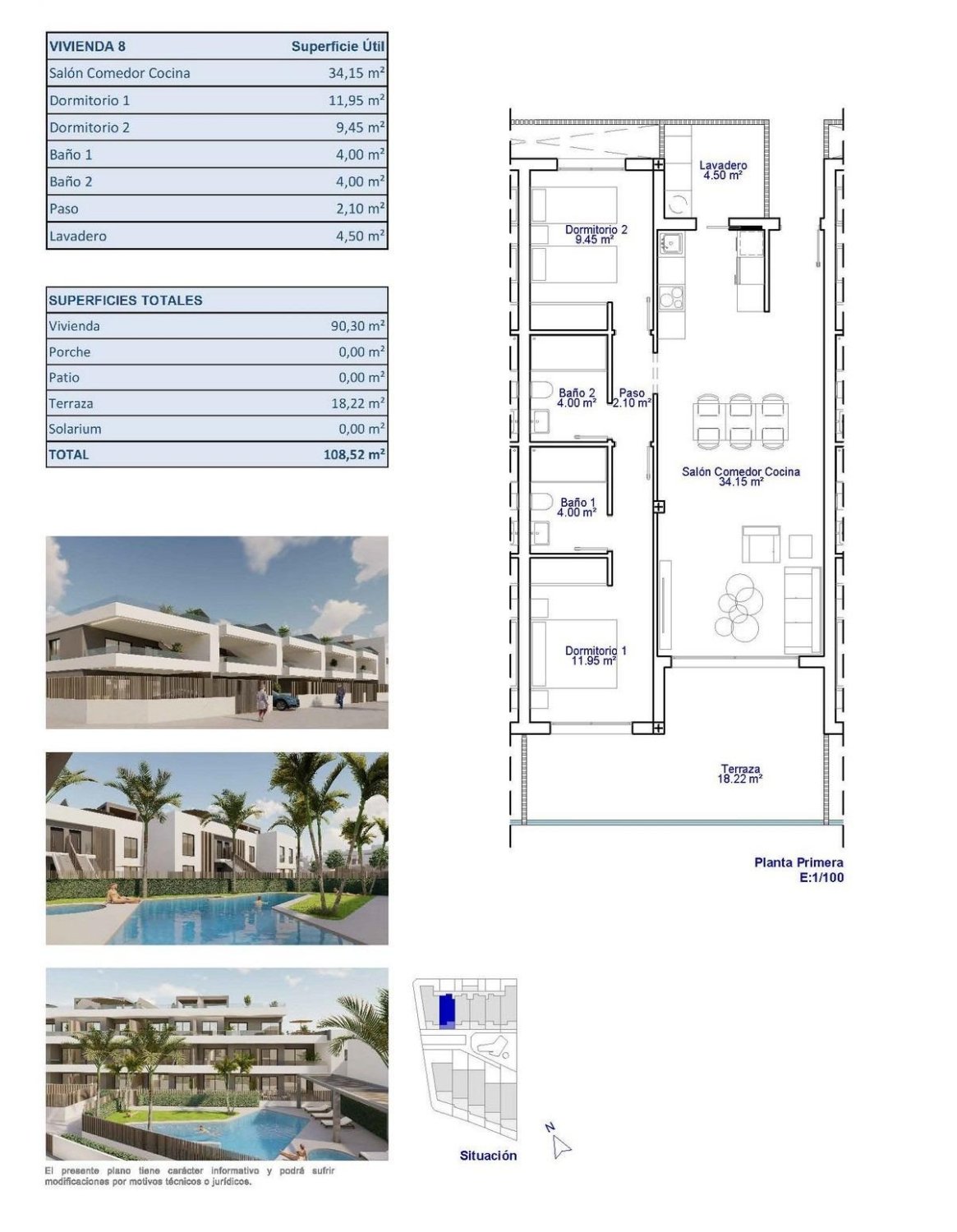 Dzīvoklis Pilar de la Horadada, Alicante, Spānijā 2 istabas, 90 m2 Nr. 179521