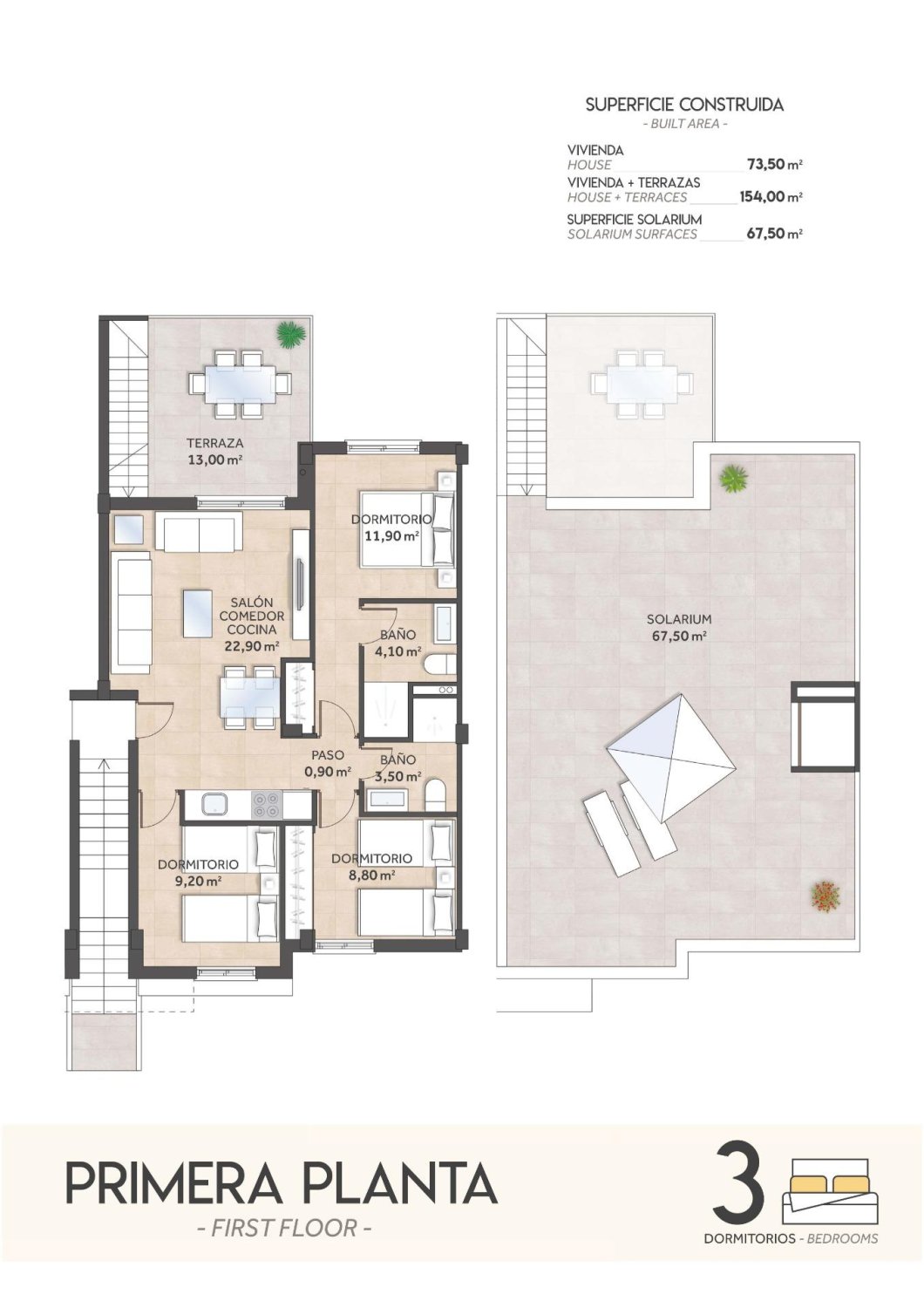 Bungalow à San Miguel de Salinas, Alicante, Espagne 3 chambres, 73 m2 No. 134074