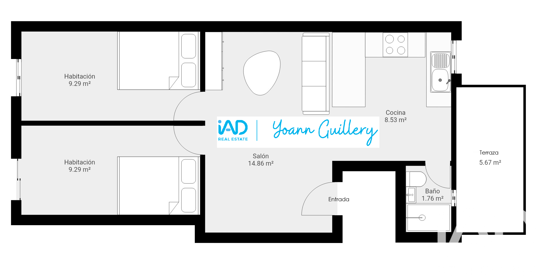 Wohnung in Barcelona, Spanien 2 Schlafzimmer, 54 m2 Nr. 172913
