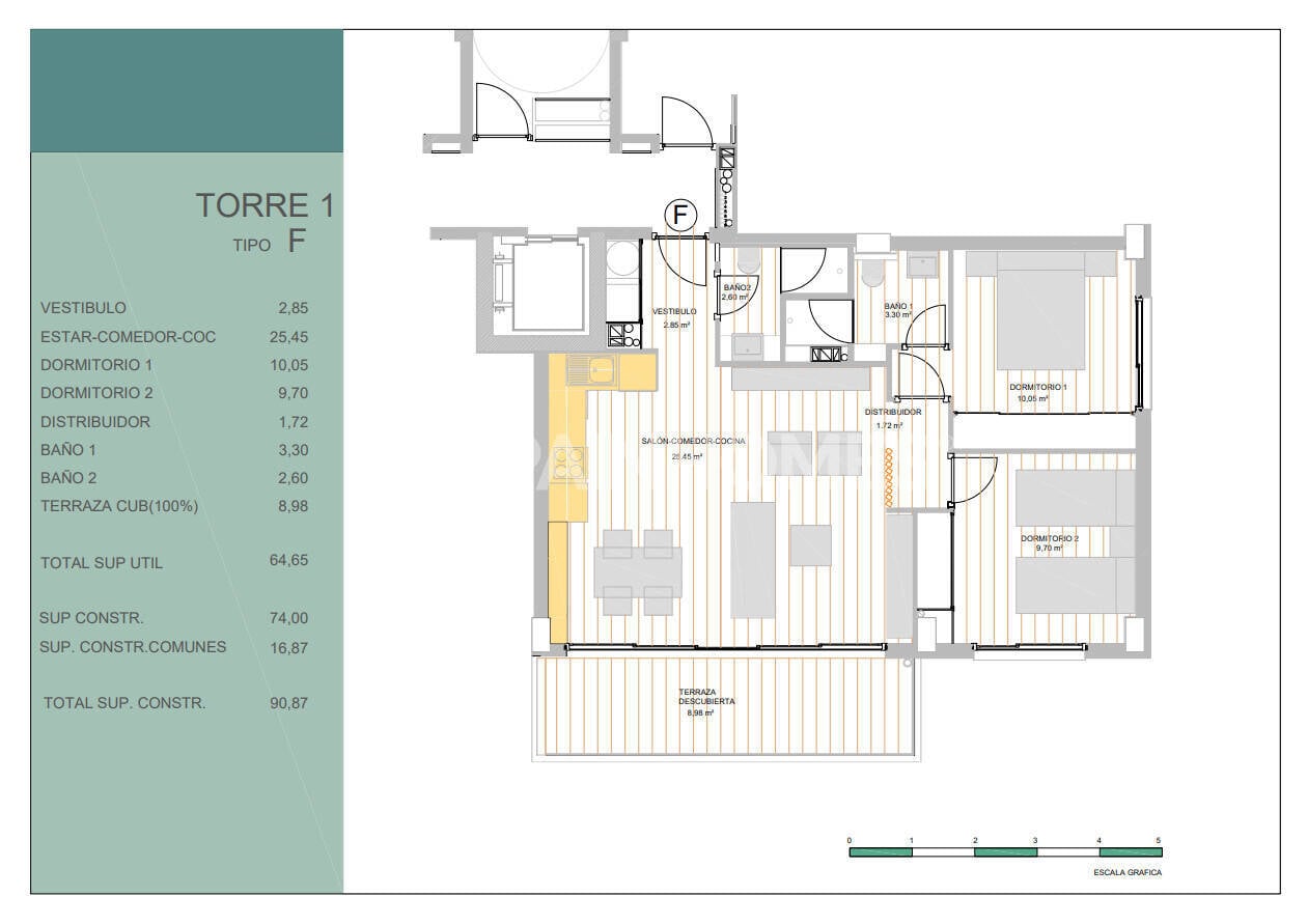 Kattohuoneisto Guardamar del Segura, Alicante, Espanja 2 makuuhuonetta, 76 m2 No. 167622