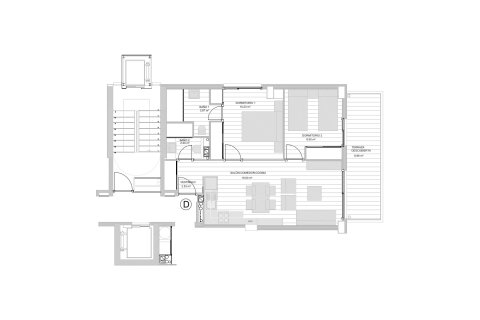 Apartment floor plan «2BR-89», 2 bedrooms in DUNARA RESORT