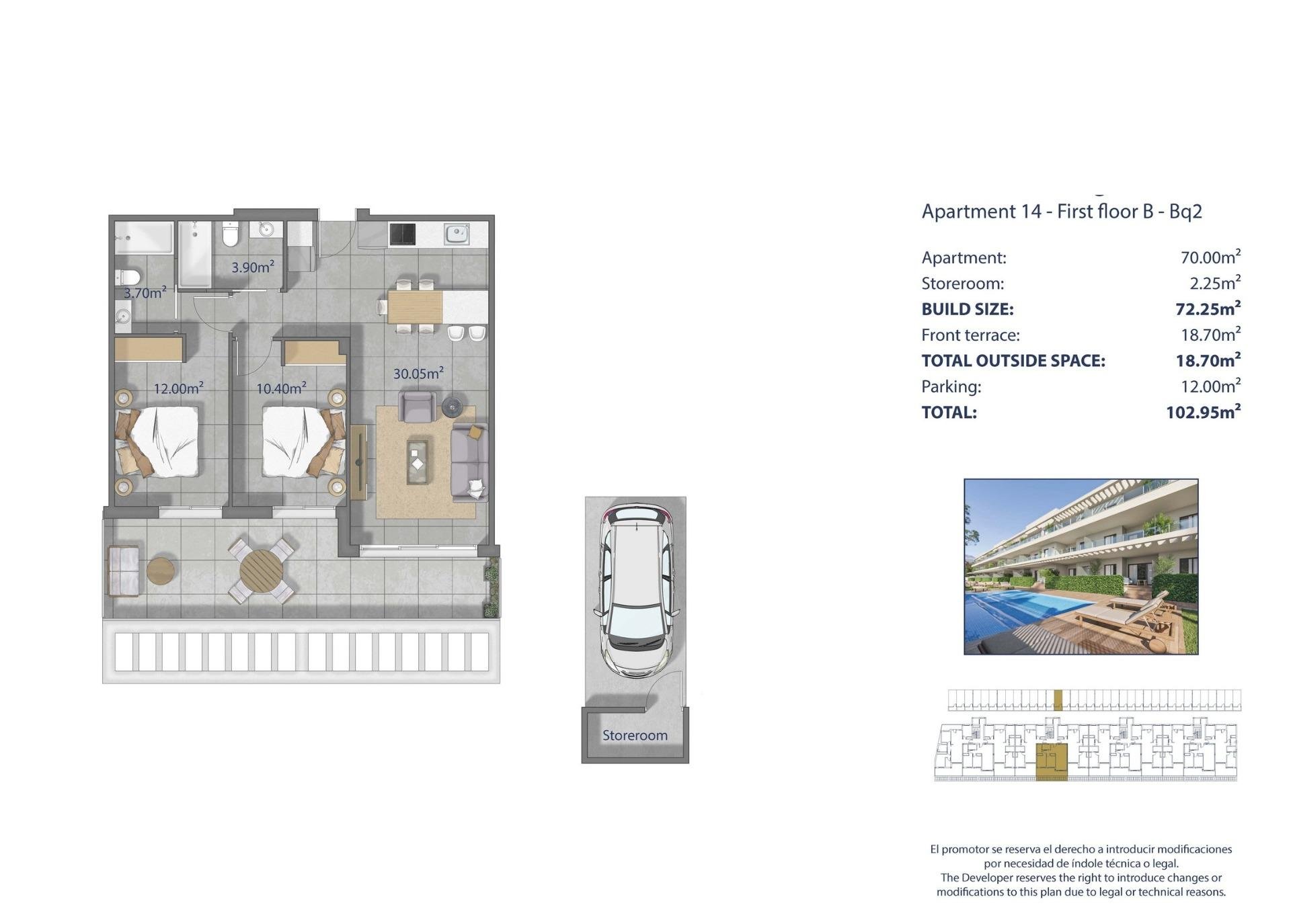 Apartment à Los Alcazares, Murcia, Espagne 2 chambres, 72 m2 No. 193323