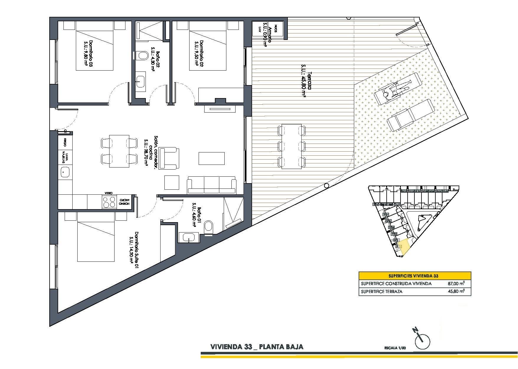 Bungalow in San Fulgencio, Alicante, Spanien 3 Schlafzimmer, 87 m2 Nr. 135600