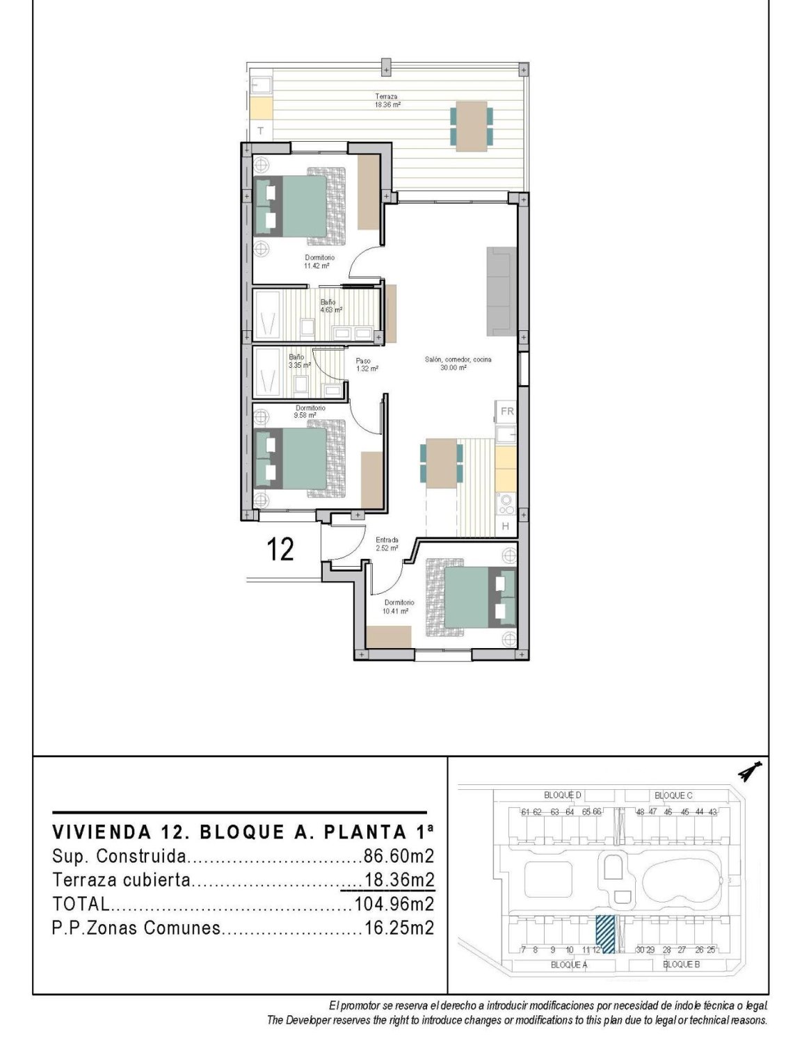 Huoneisto Torre-Pacheco, Murcia, Espanja 3 makuuhuonetta, 86 m2 No. 152028