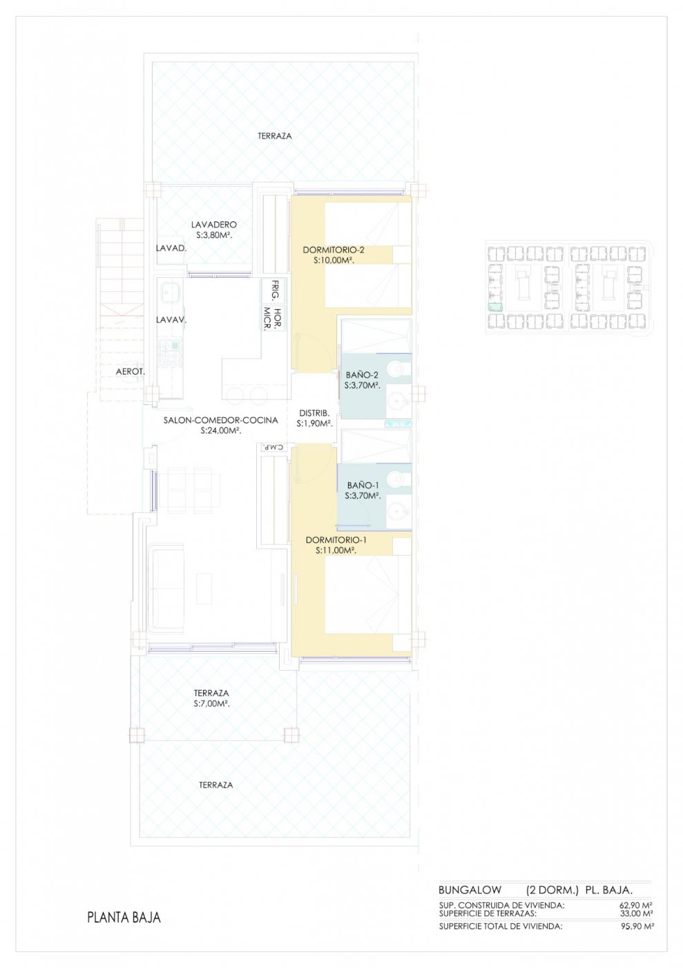 Bungalowi Los Balcones, Alicante, Espanja 2 makuuhuonetta, 63 m2 No. 76062
