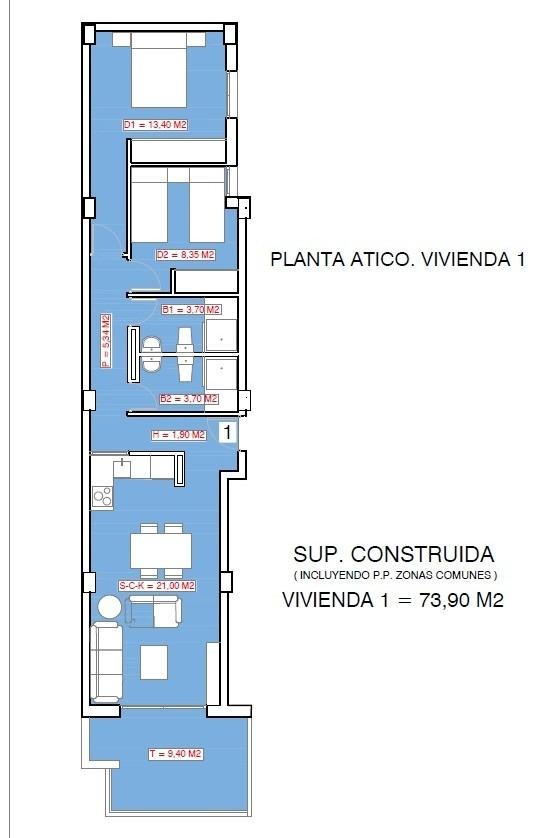 Appartamento a Torrevieja, Alicante, Spagna 2 camere da letto, 73 mq. N° 190004