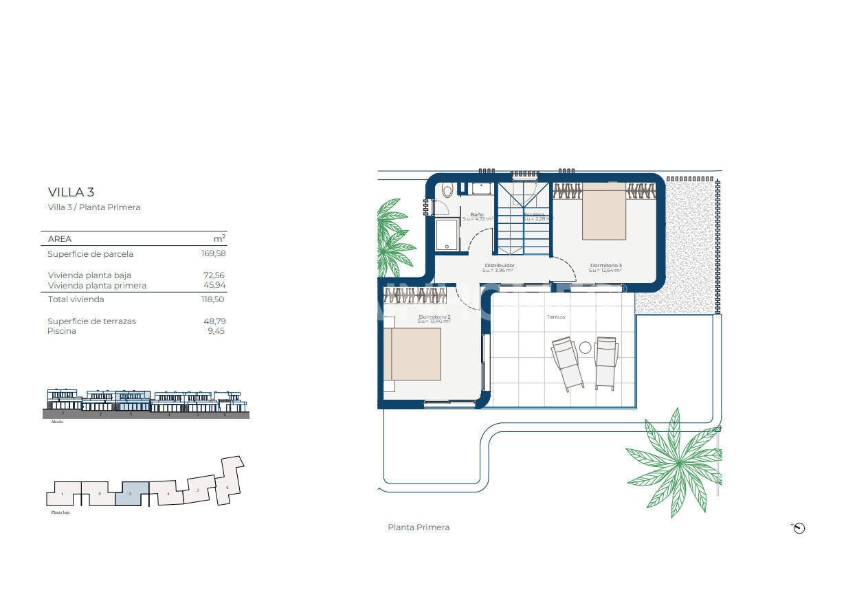 Villa a Murcia, Spagna 3 camere da letto, 119 mq. N° 156193