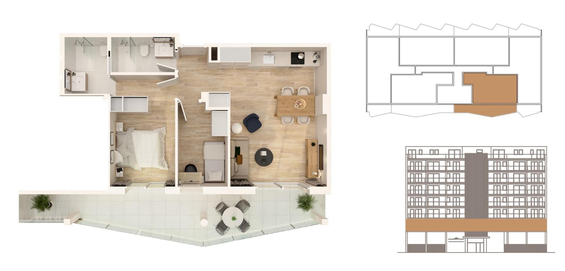 Apartamento en Moncofa, Castellón, España 2 dormitorios, 57 m2 No. 180276