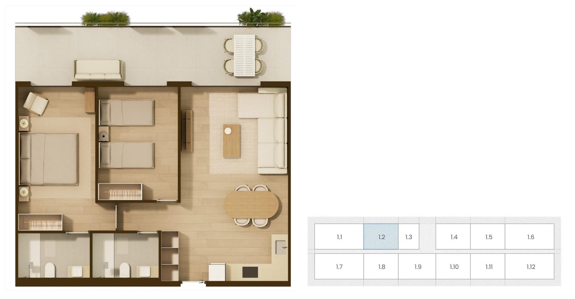Huoneisto Moncofa, Castellon, Espanja 2 makuuhuonetta, 74 m2 No. 180279