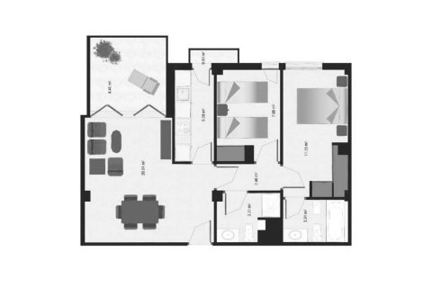 Apartment floor plan «B2A16», 2 bedrooms in Spa Valley II