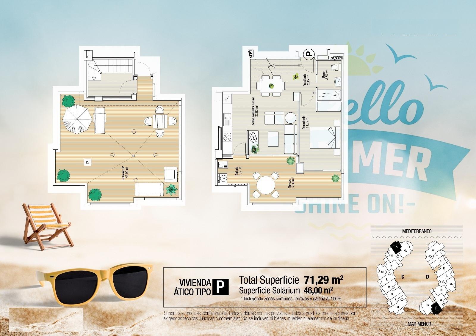 Apartment à La Manga del Mar Menor, Murcia, Espagne 1 chambre, 71 m2 No. 141558