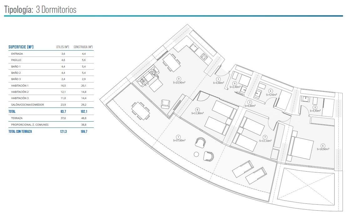 Apartment in Benidorm, Alicante, Spain 2 bedrooms, 138 sq.m. No. 165216