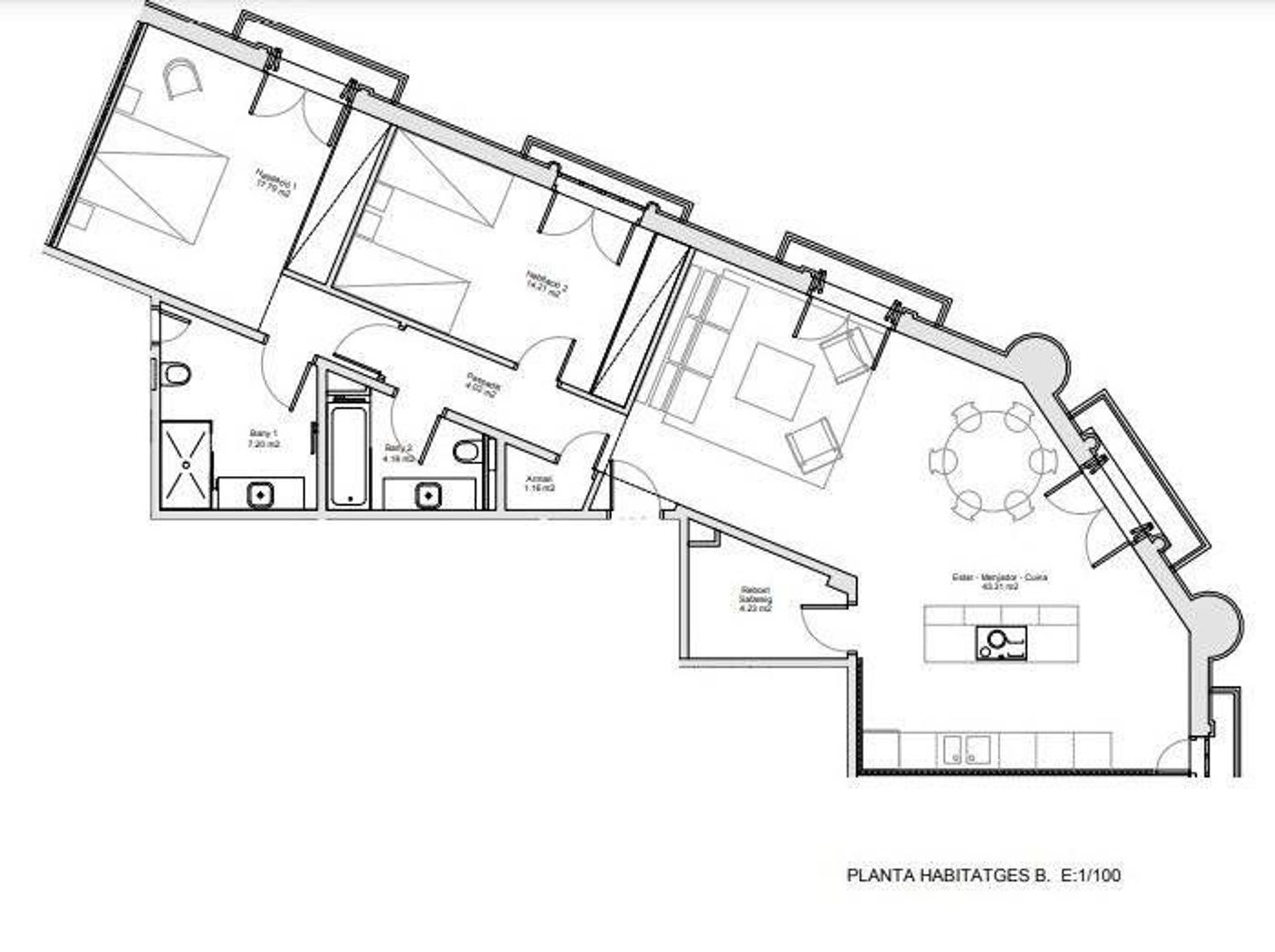 Apartamento en Barcelona, España 2 dormitorios, 110 m2 No. 161321