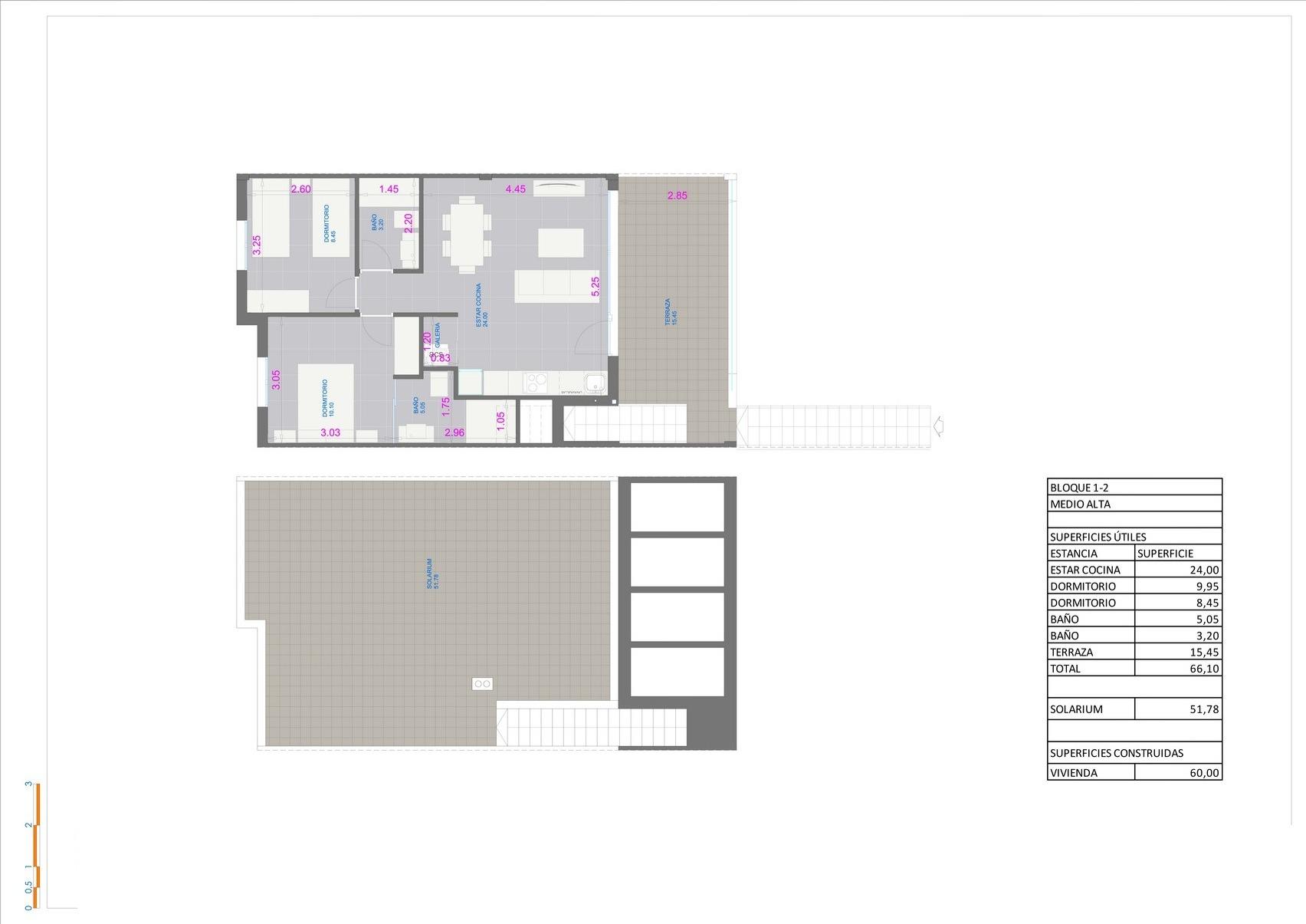 Bungalow i Pilar de la Horadada, Alicante, Spanien 2 sovrum, 66 kvm. Nr. 141707