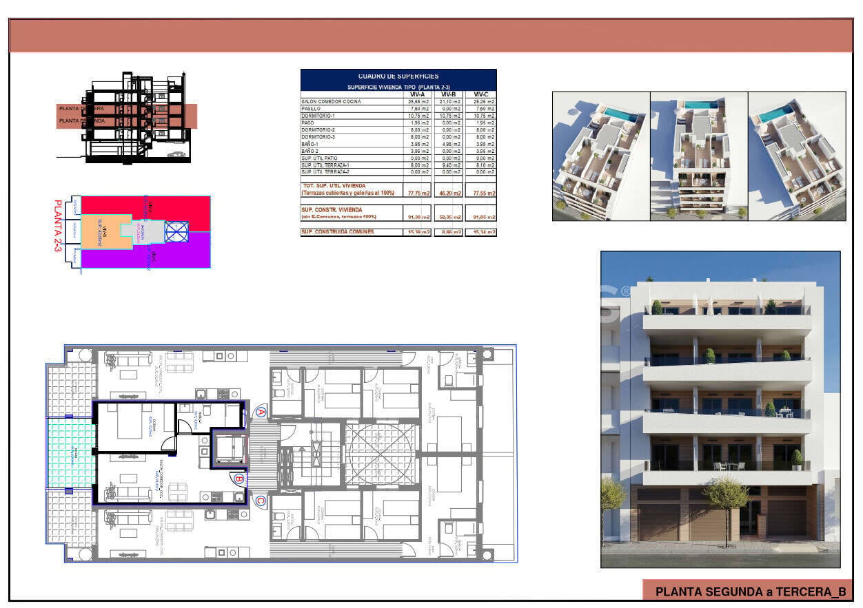 Kattohuoneisto Torrevieja, Alicante, Espanja 1 makuuhuone, 46 m2 No. 149659