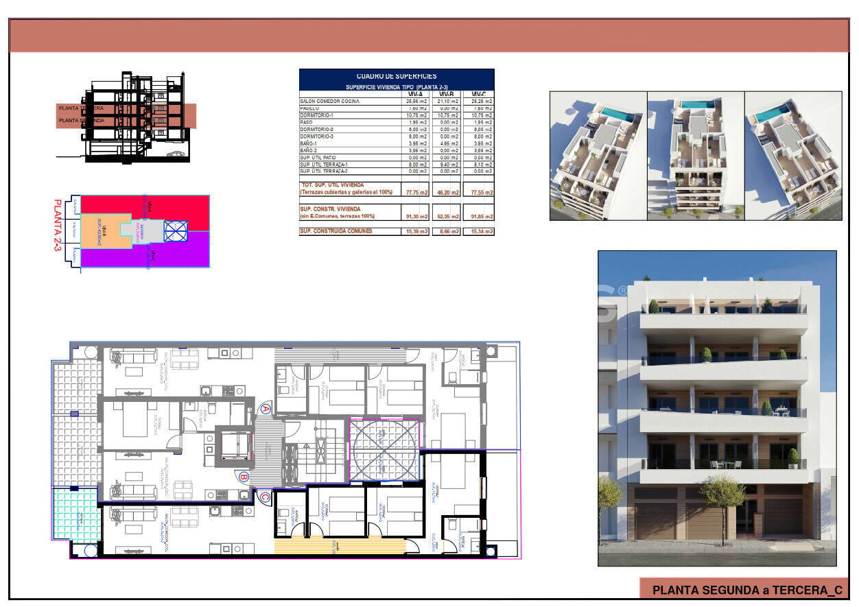 Kattohuoneisto Torrevieja, Alicante, Espanja 1 makuuhuone, 46 m2 No. 149659