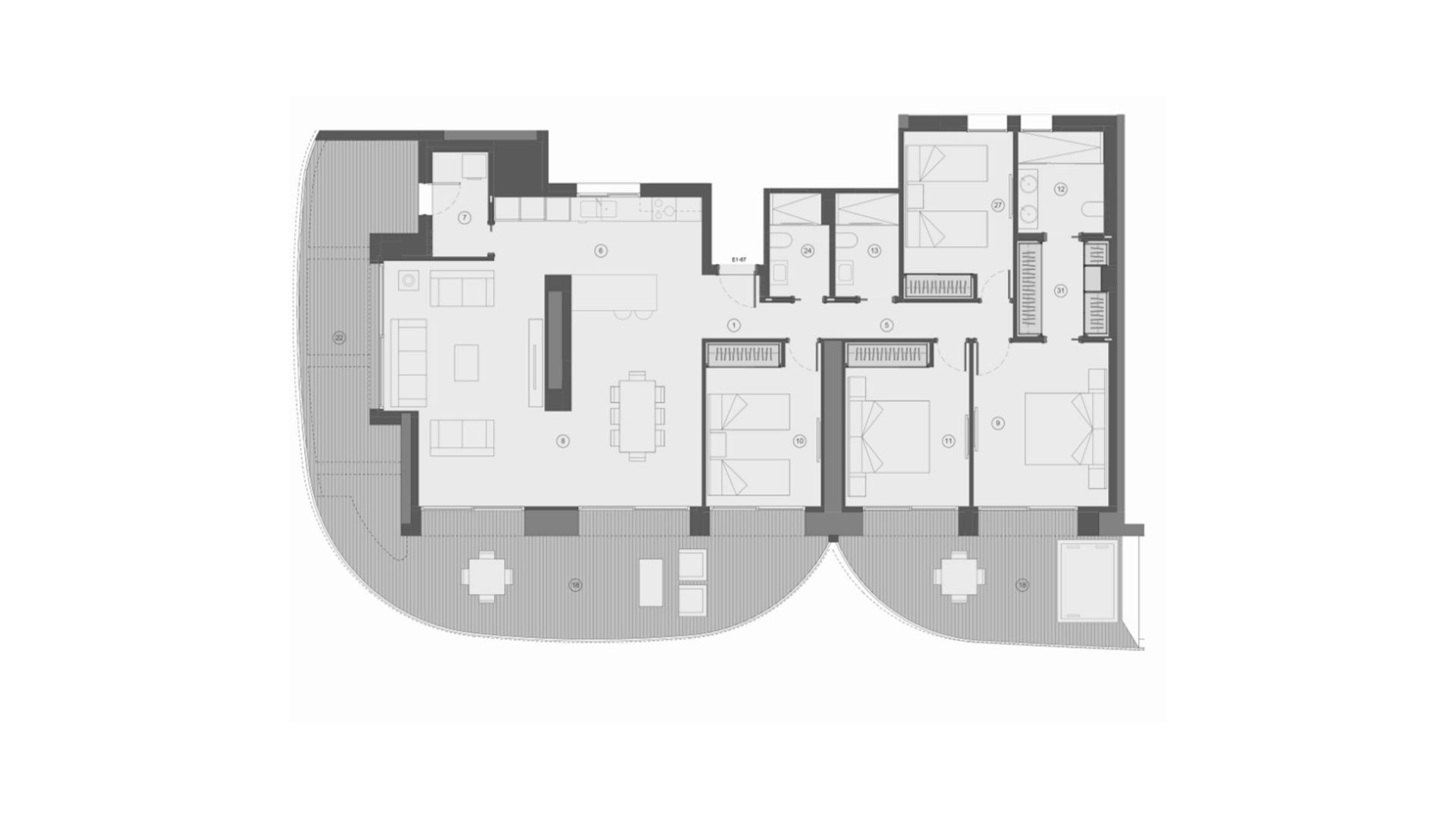 Dzīvoklis TM Tower, Benidorm, Alicante, Spānijā 4 istabas, 243 m2 Nr. 146952